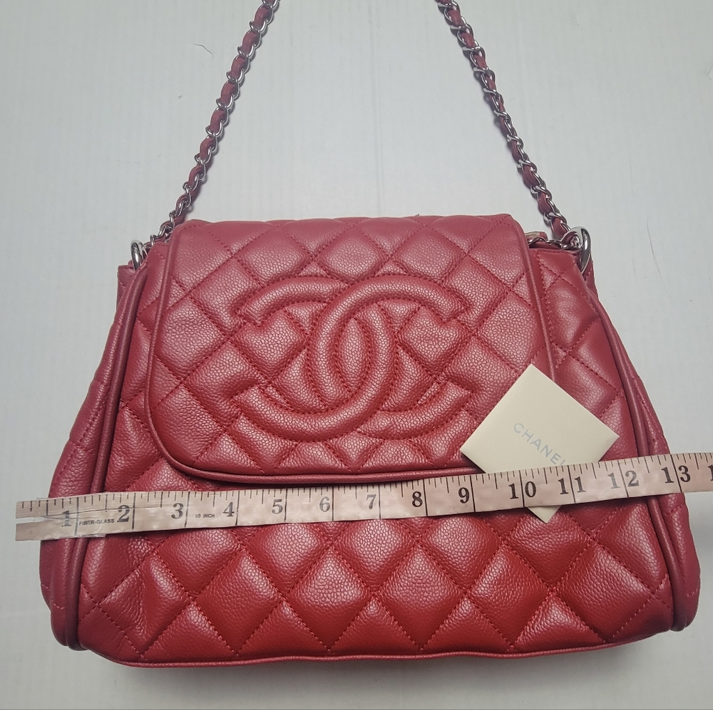 CHANEL Red Quilted Caviar Leather Purse - Picture 16 of 16
